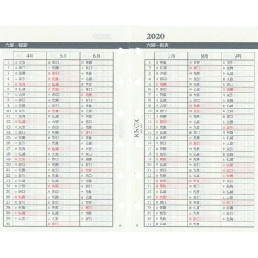 2020年版 ミニ6穴サイズ 002 片面1週間片面メモ システム手帳リフィル 52300220【あす楽対応】