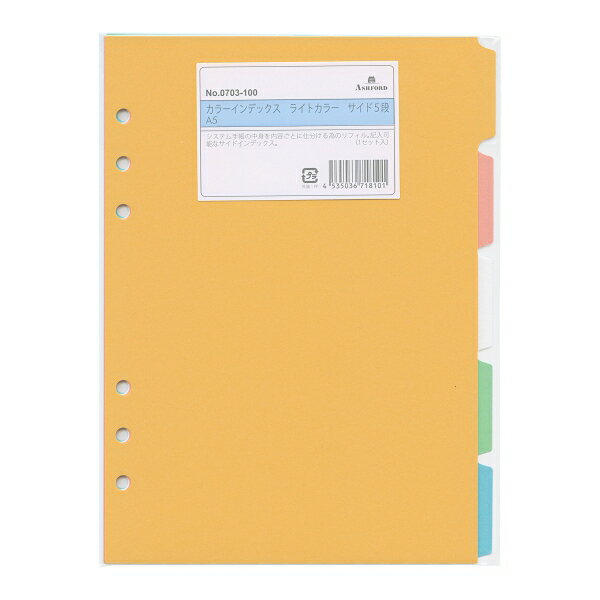 樂天商城 - A5サイズ カラーインデックス ライトカラー 【サイド5段】 システム手帳リフィル