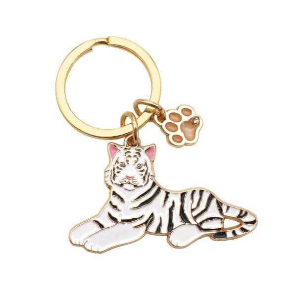 アニマル キーリング【ホワイトタイガー】動物 かわいい キーホルダー