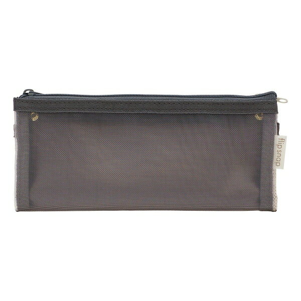 フリップ スナップ ペンケース【グレー】メッシュ 仕分け 筆箱