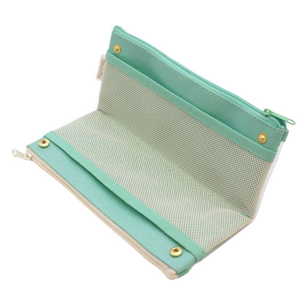 フリップ スナップ ペンケース【イエロー】メッシュ 仕分け 筆箱