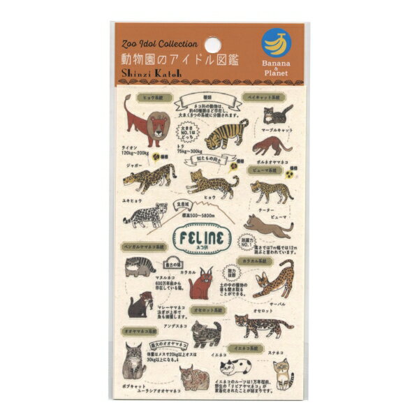 Shinzi Katoh バナナペーパーシートシール 動物園のアイドル図鑑【ネコ科】SDGs