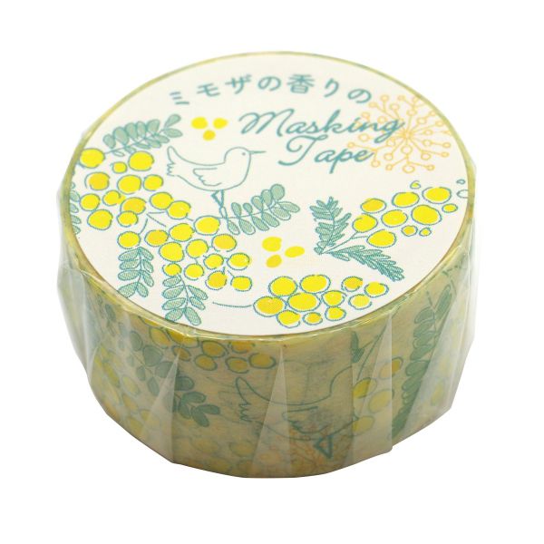 ミモザの香りのステーショナリー マスキングテープ 【バード】 香り付き おしゃれ かわいい