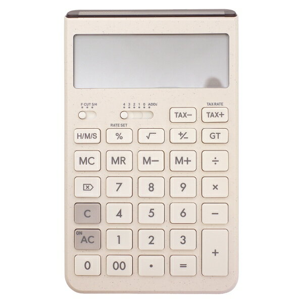 使い心地の良いシンプルなデザインで、ほっとする丸いフォルムの電卓です。ソーラーパネルを本体上部の側面に移動させています。打ちやすいように8度に角度をつけられる開閉式のスタンド付きです。●外寸:奥行173×幅105×高さ13.8ミリ●重量:1...