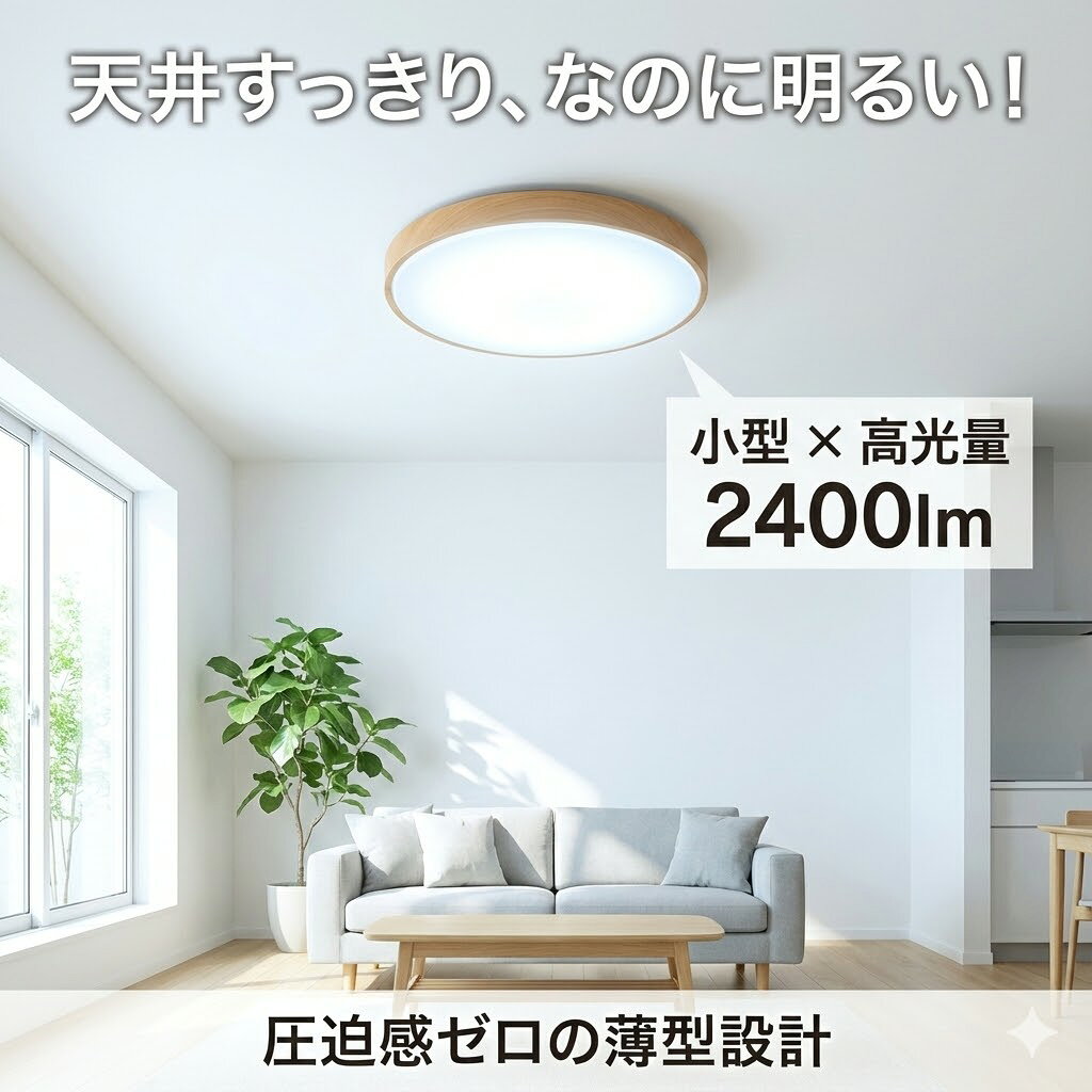 乐天商城 - ＼30%OFFクーポン／LEDシーリングライト 6畳 8畳 24W 2400lm 昼白色 調光10段階 リモコン付 常夜灯 おやすみタイマー メモリー機能 コンパクト 直径26cm 天井照明 寝室 子供部屋 リビング 玄関 廊下 ホワイト ブラック 木目調