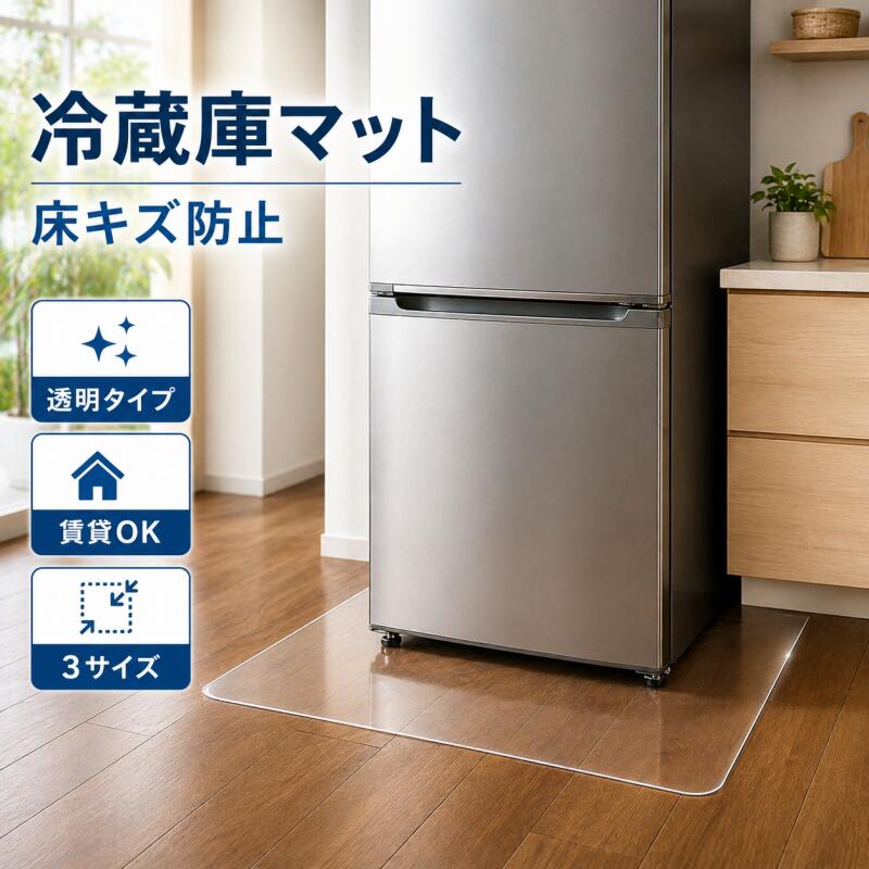 冷蔵庫マット ROOM 大人気 床保護シート ポリカーボネート 透明 クリア 厚さ2mm 床保護 傷防止 凹み防止 下敷き 防カビ 耐熱120℃ 角丸加工 床暖房対応 巻き癖なし 耐荷重500Kg 賃貸OK 200L 500L 600L 2年保証