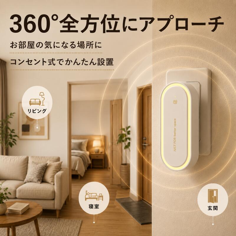 超音波害虫駆除器 虫除け器 蚊よけ コンセント式 薬剤不使用 無臭 LEDライト付き 360°全方位対応 静音 省エネ 小型 コンパクト 室内用 ゴキブリ 蚊 ネズミ対策 寝室 玄関 キッチン リビング PSE認証済み keebright-10000182 KEEBRIGHT(キーブライト) サンプル画像3