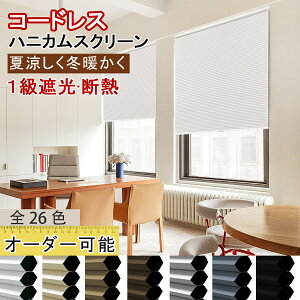 【レビュー特典★P6倍+1台で18%OFFクーポン】KeeGo ハニカムスクリーン ハニカムシェード 一級遮光 採光 26色 コードレス 賃貸OK プリーツスクリーン カーテンレール取り付け 1mmでオーダー 暑さ対策 間仕切り 西日対策 幅40~170cmx高さ180cm 和室 遮熱