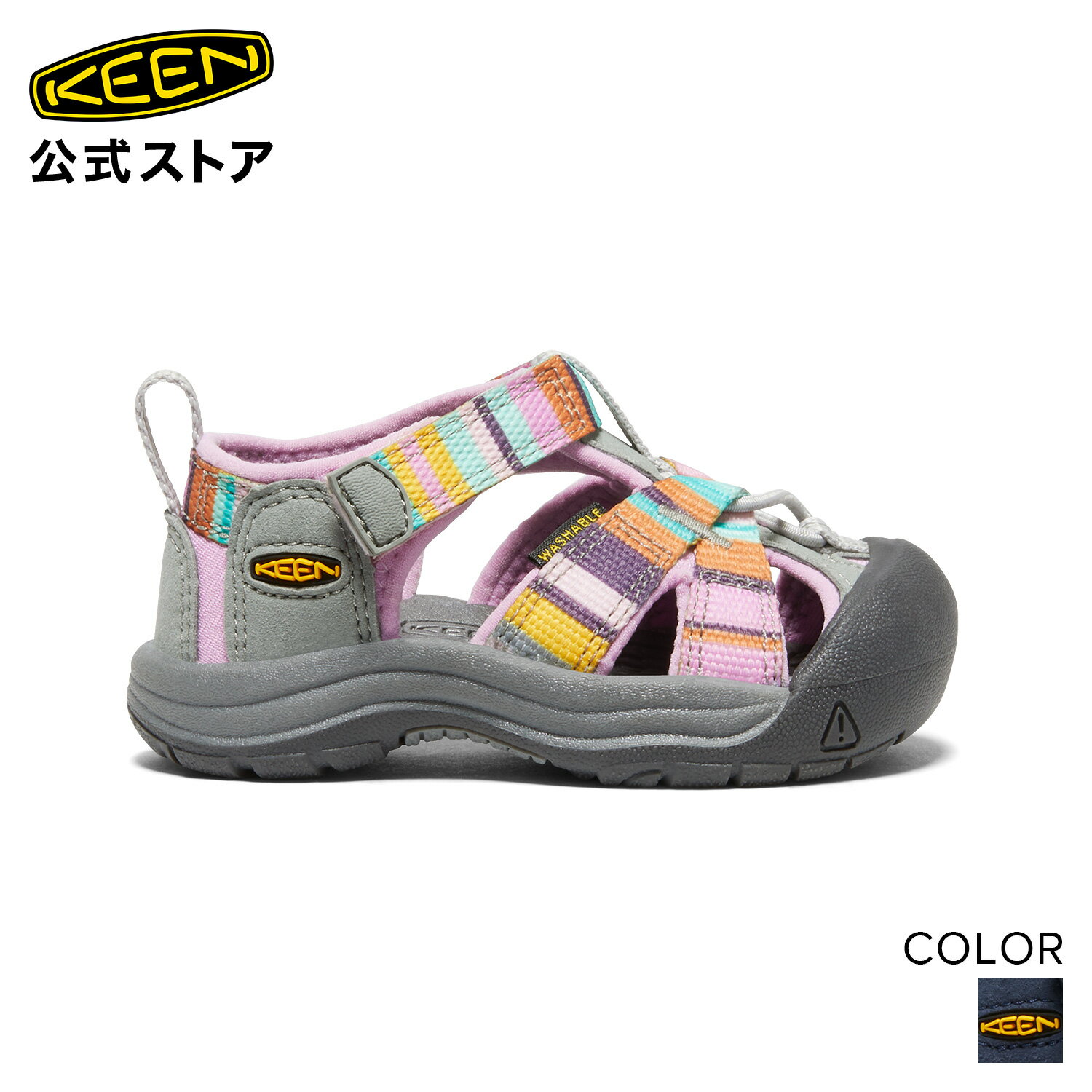  KEEN キーン トドラー 11.5-14.5cm ベニス エイチツー VENICE H2 つま先保護 女の子 ピンク シルバー