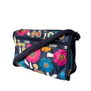 「中古」LeSportsac レスポートサック ショルダーバッグ 斜め掛け ナイロン 軽量 花柄 フラワー 総柄 派手 ブラック ピンク ブルー マルチカラー レディース