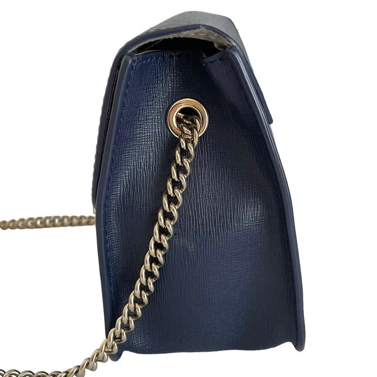 「中古」FULRA フルラ メトロポリス ショルダーバッグ 斜め掛け ブルー 青 チェーン かばん ハード かわいい ブランド 保存袋あり レディース