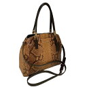 「中古」COACH コーチ F35271 ハンドバッグ ショルダーバッグ 斜め掛け 肩掛け レザー パイソン 型押し ブラウン 2way 牛革 レディース