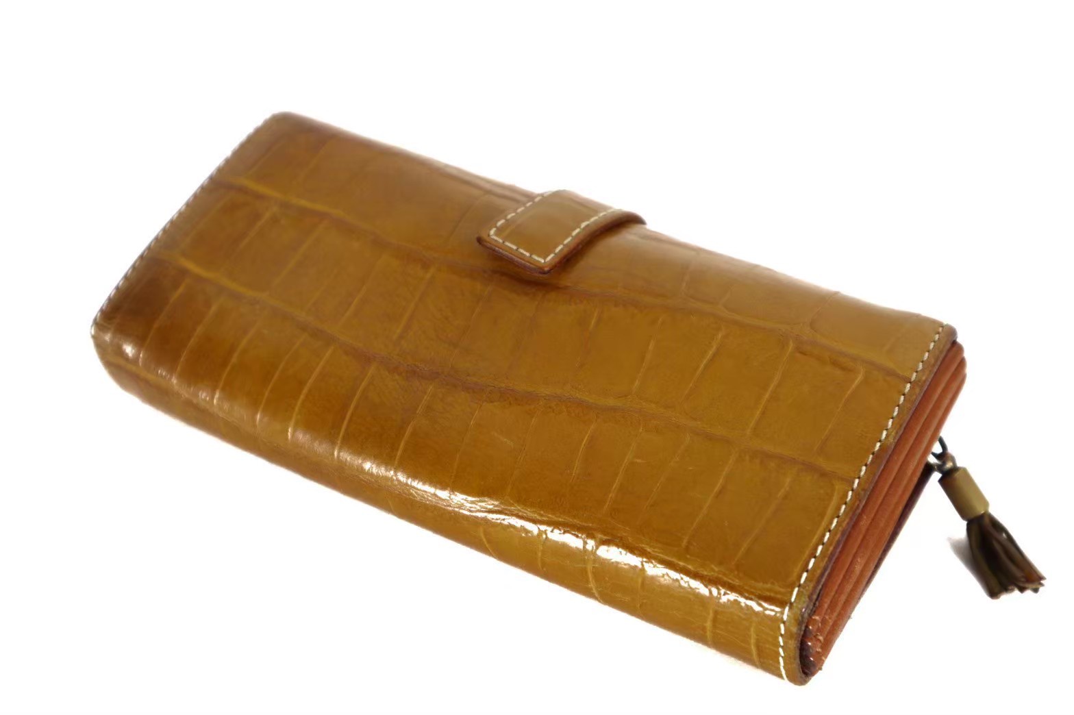 「中古」Felisi フェリージ 長財布　ラウンドファスナー　クロコ型押し　レザー　収納 レディース