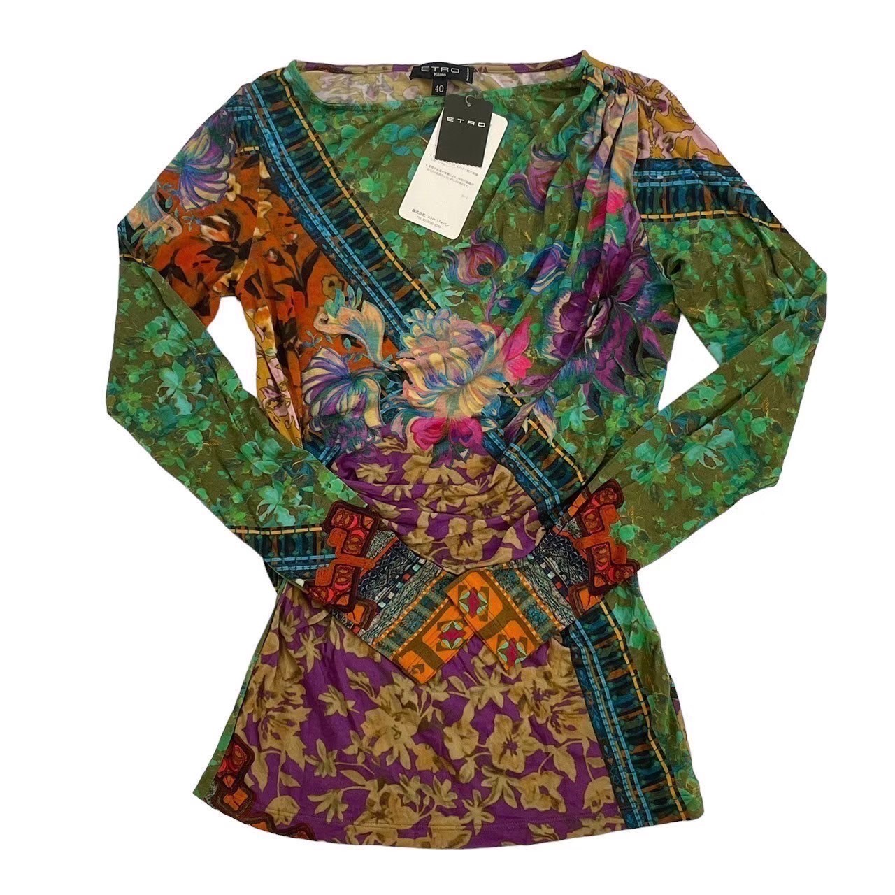 Rakuten - 「中古」【美品】ETRO エトロ アパレル ファッション ジャージー トップス 長袖 花 フラワー ボタニカル柄 マルチカラー サイズ40 レディース