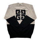 「中古」GIVENCHY ジバンシー アパレル ファッション トップス ニットセーター ブラック グレー バイカラー ロゴ 長袖 冬 カシミヤ メンズS