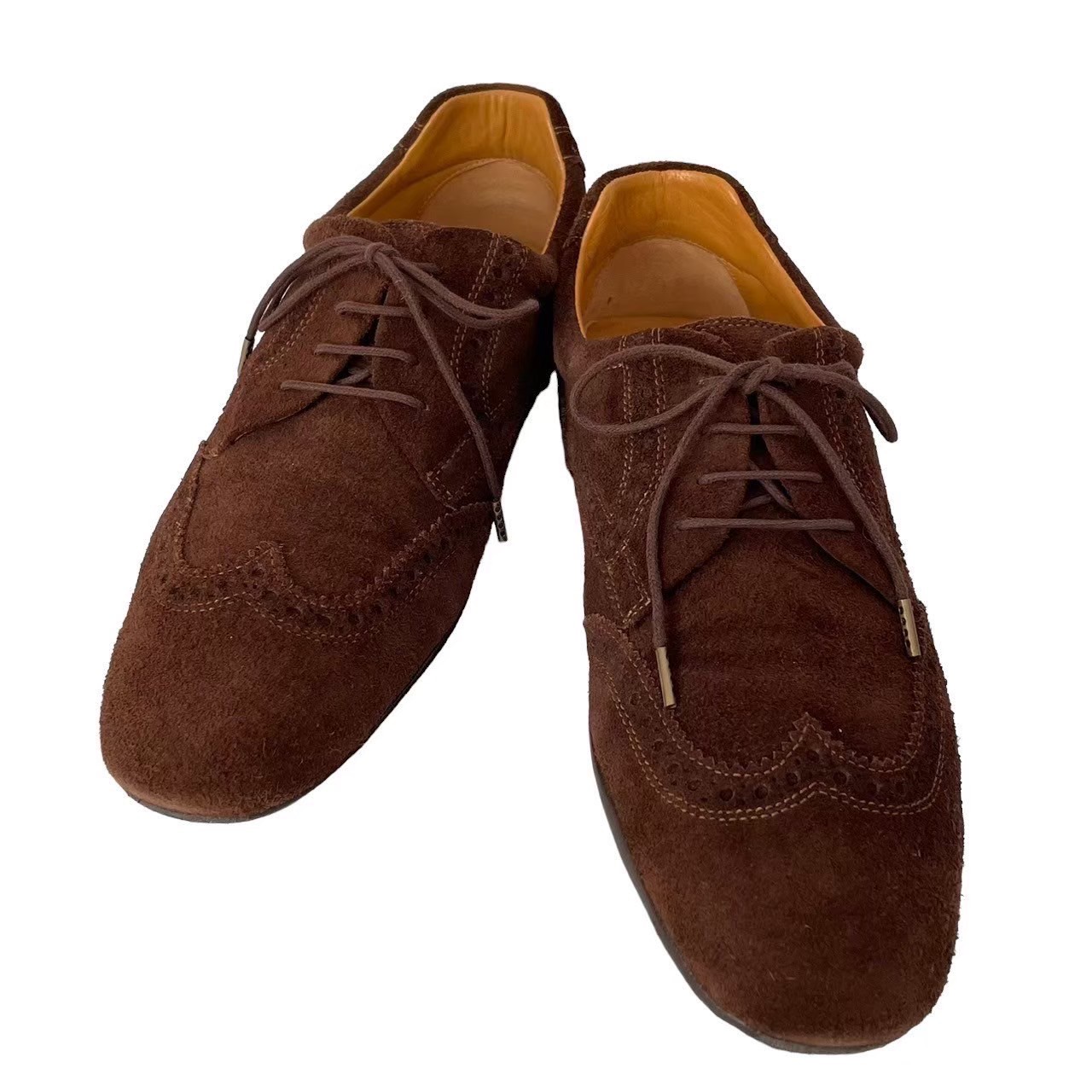 ［中古］GUCCI グッチ 靴 紐靴 茶 ブラウン 295715 スエード レース 紐 靴 シューズ ブランドシューズ ブランド 7 1/2 G 約26.5cm かっこいい おしゃれ イタリア製 メンズ