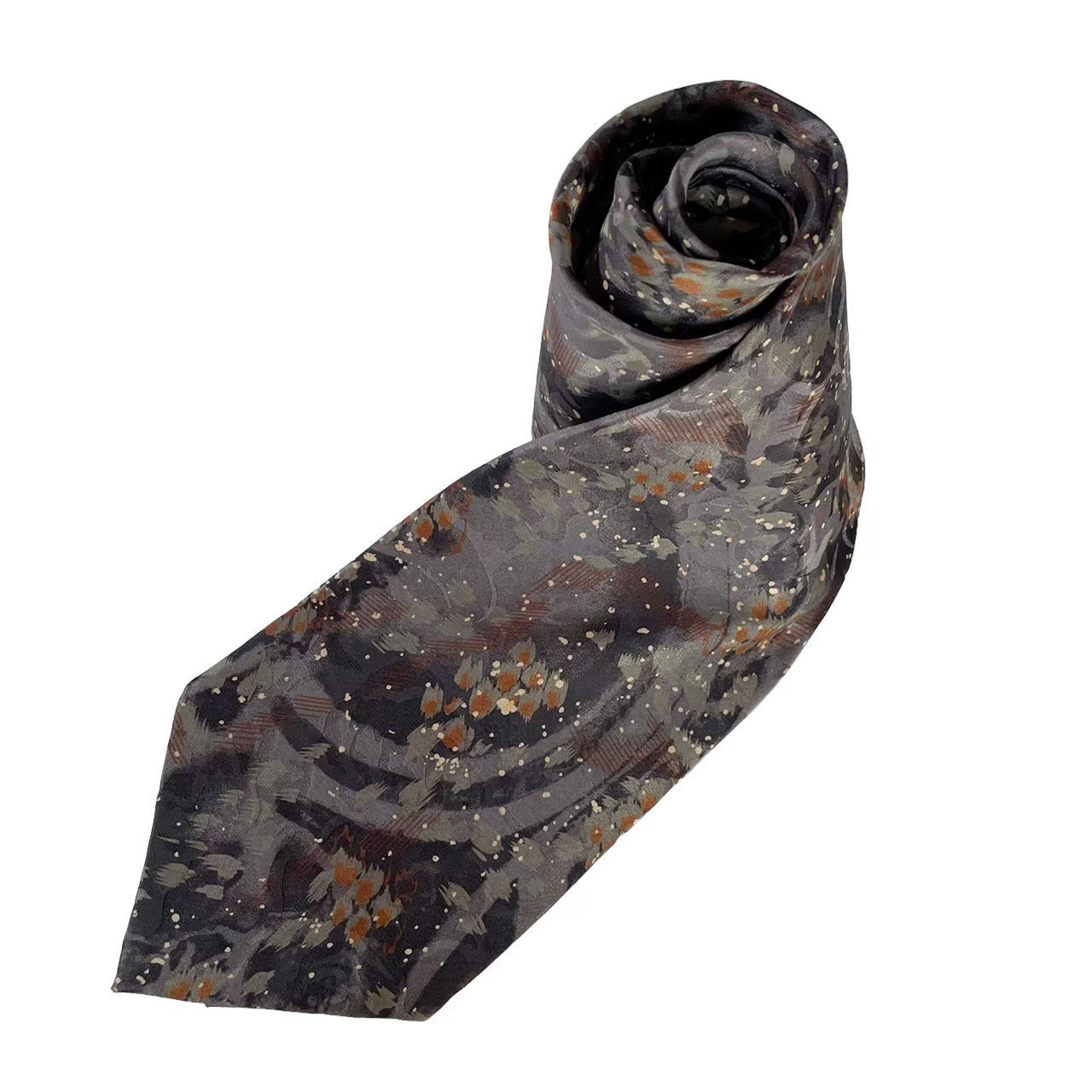 樂天商城 - 「中古」silver silk シルバシルク ネクタイ スーツ小物 小物 ファッション シルク 総柄 グレー オレンジ 高級品 韓国製 美品 個性的 手書き風 かっこいい サラリーマン ビジネスマン 紳士 メンズ