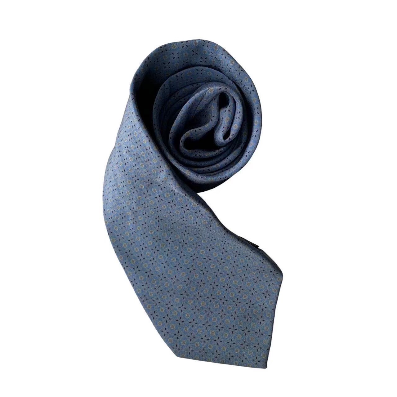 ［中古］Christian Dior クリスチャンディオール ネクタイ ブルー シルク 総柄 フランス製