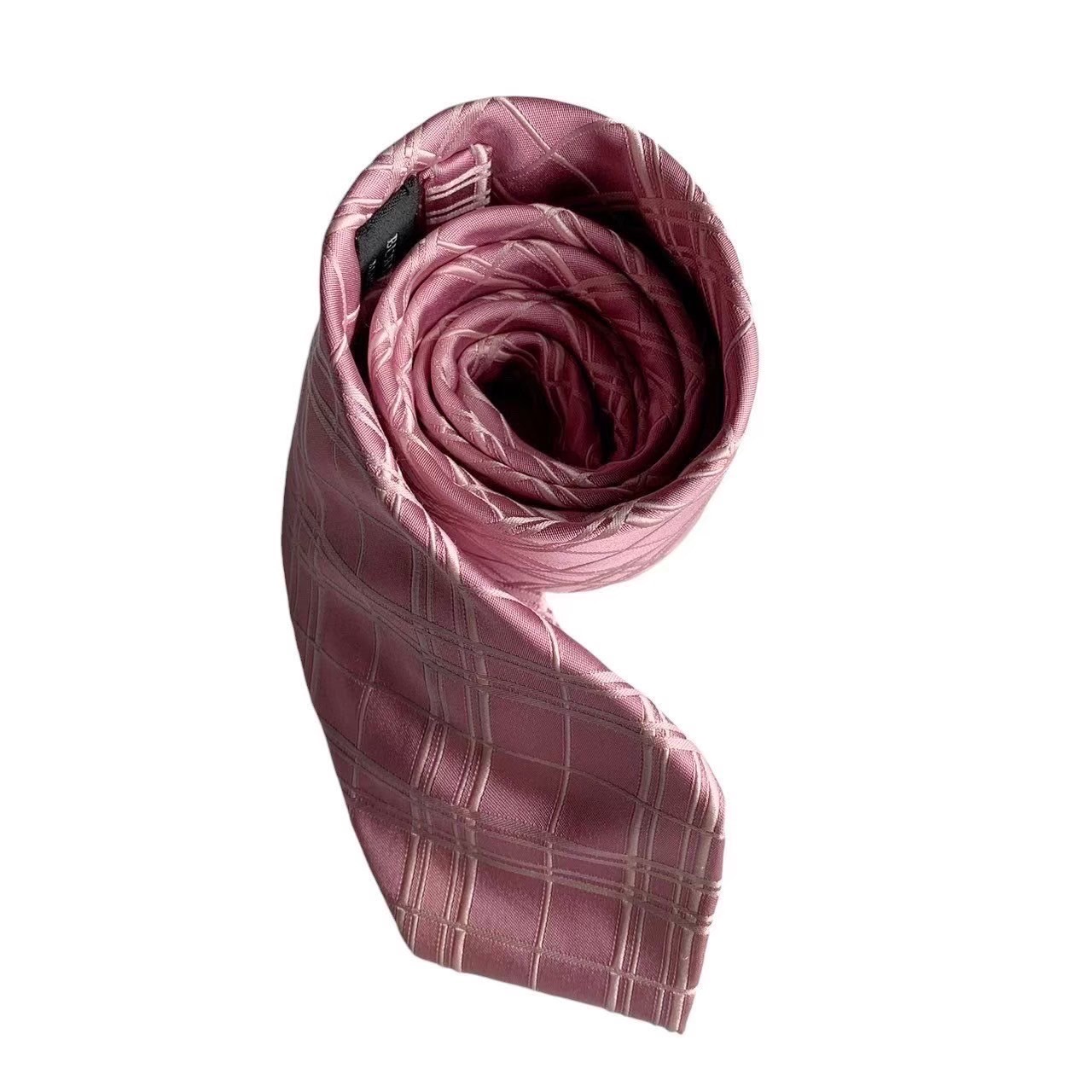 ［中古］BURBERRY バーバリー ネクタイ ブランド 小物 スーツ ファッション ピンク 絹 ブラックレーベル チェック 光沢感 日本製 可愛い おしゃれ 紳士 メンズ