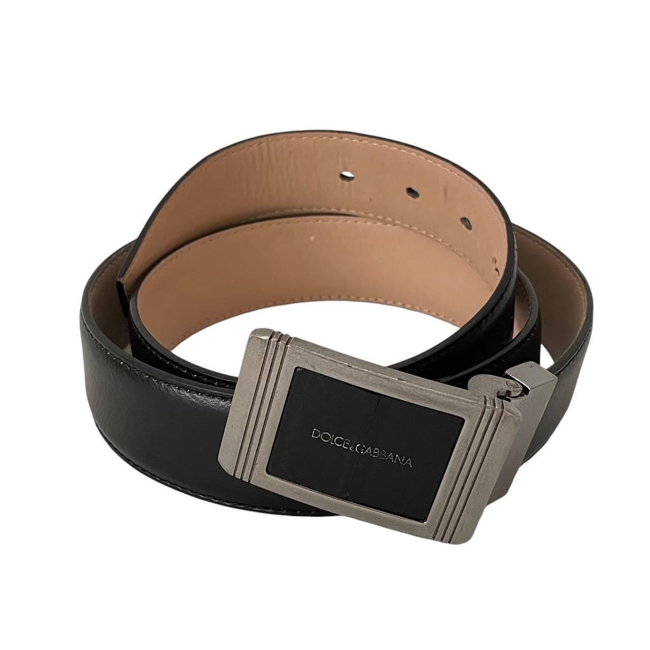 ［中古］DOLCE&GABBANA ドルチェ&ガッバーナ ドルガバ ベルト ブランド 小物 ファッション 黒 ブラック シルバー レザー 小物 アクセサリー サイズ 84~94cm メンズ