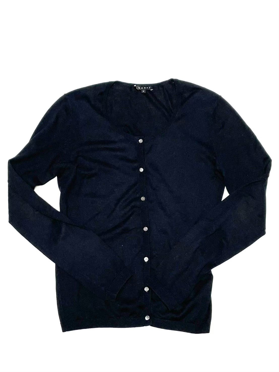 Rakuten - 「中古」theory セオリー トップス ブランド 服 アパレル ファッション カーディガン カーデ 長袖 Sサイズ 01-1103740カラー050 ブラック コットン レディース