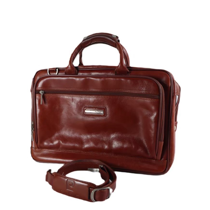 「中古」pierre cardin ピエール カルダン 鞄 ブランド バッグ ビジネスバッグ ブリーフケース ショルダー ブラウン レザー シンプル ビジネス かっこいい おしゃれ 紳士 メンズ