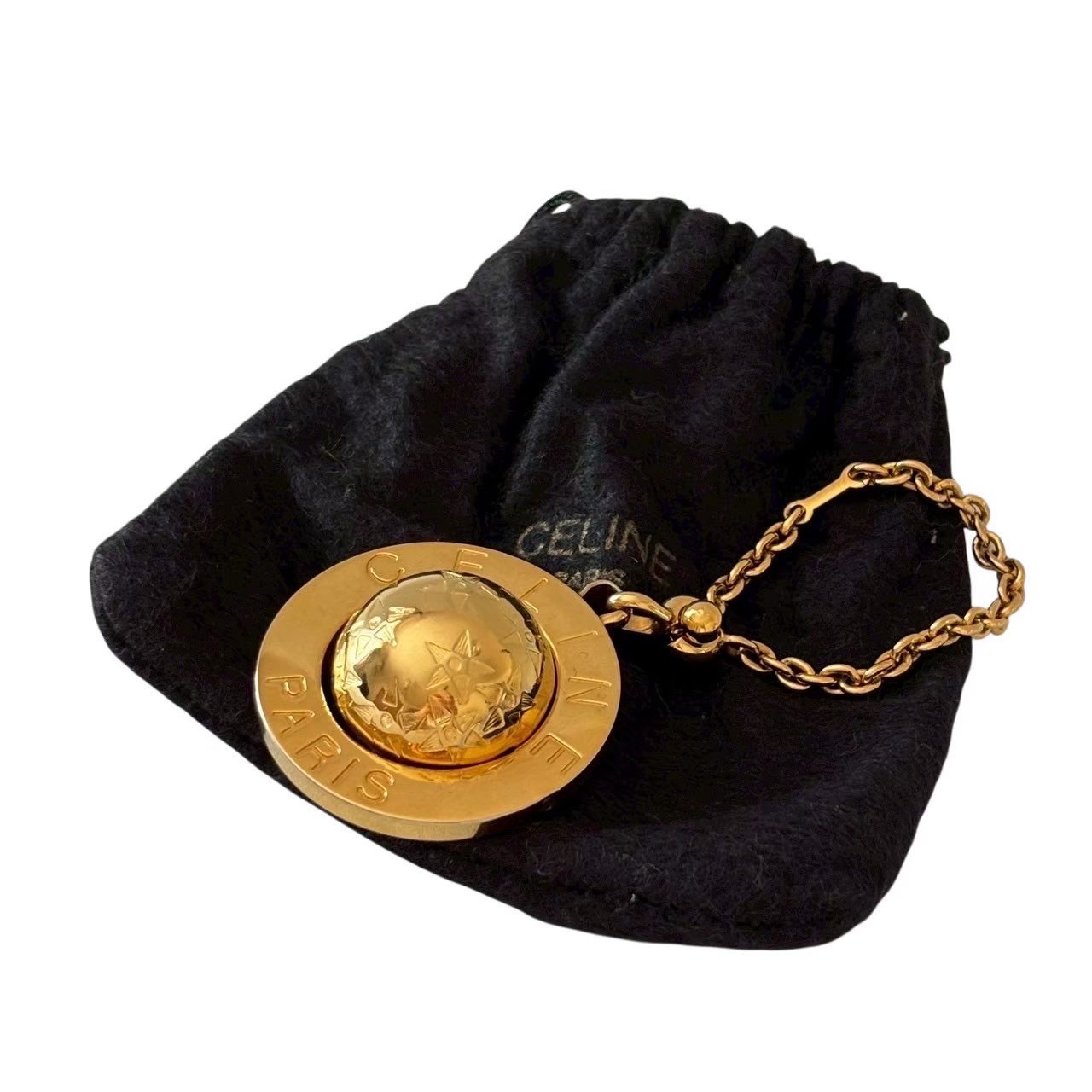 ［中古］CELINE セリーヌ キーホルダー チャーム ゴールド 金 土星 サターン 星 ブランド ハイブランド 小物 合金 保存袋付き かっこいい レディース