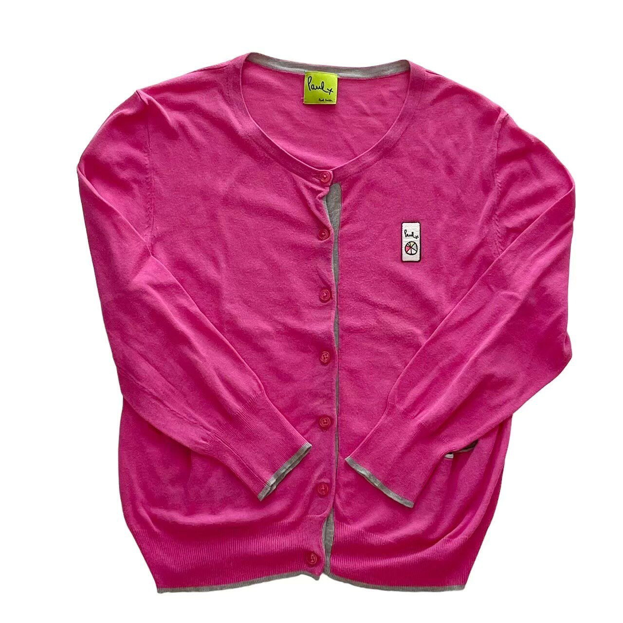 Rakuten - ［中古］Paul Smith ポールスミス カーディガン 上着 ブランド 服 ファッション アパレル 薄手ニット ピンク ワッペン Mサイズ 綿 レーヨン 可愛い 派手 レディース