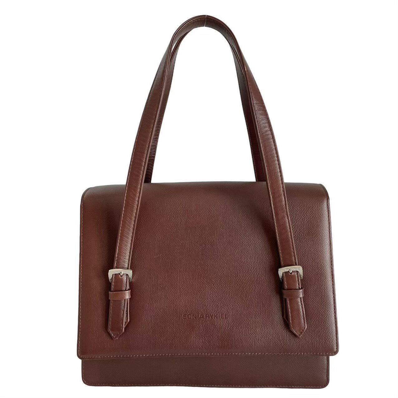 樂天商城 - 「中古」SONIA RYKIEL ソニアリキエル 鞄 ブウランドバッグ バッグ ハンドバッグ ブラウン 茶色 無地 単色 シンプル レザー マグネット ボタン ベルト レディース