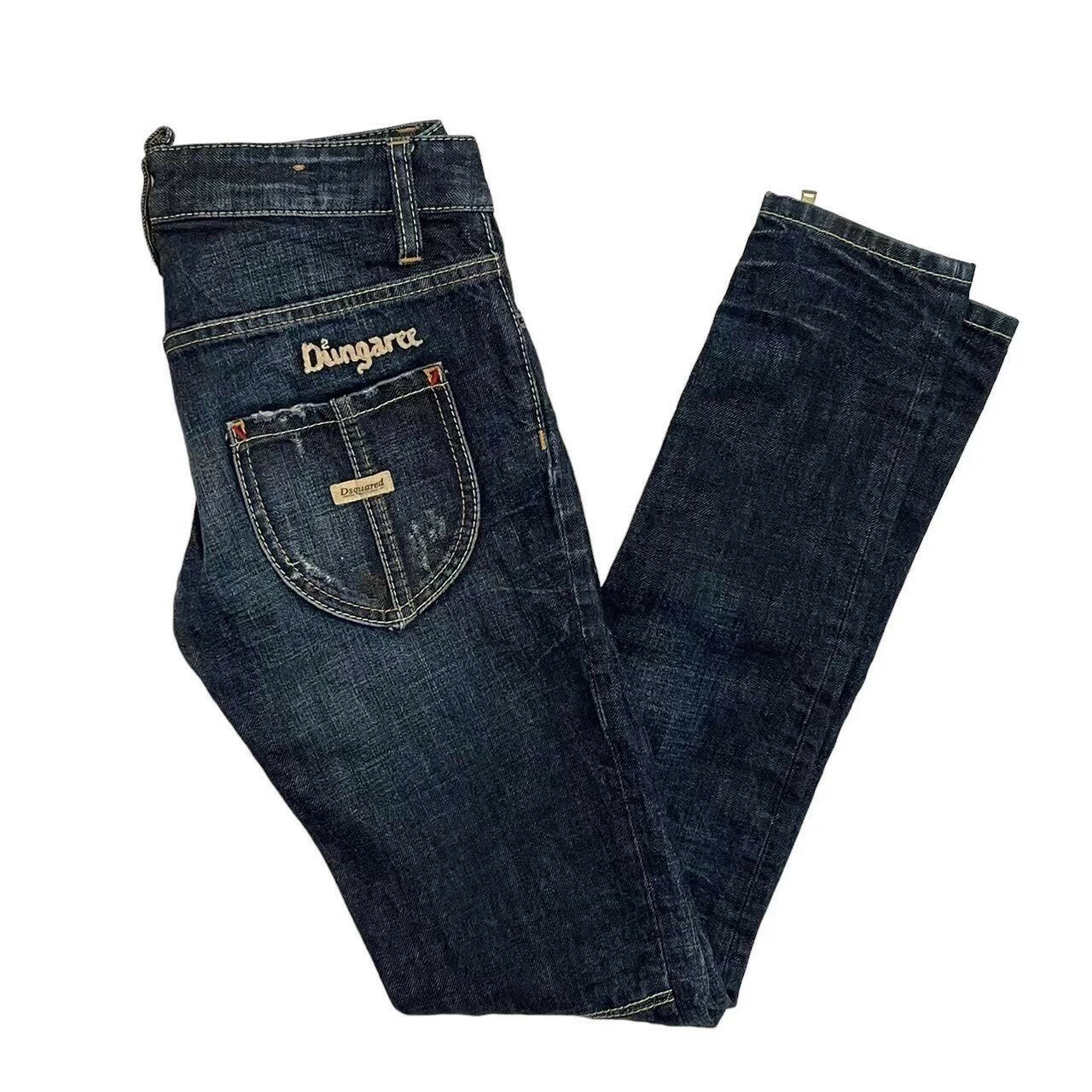 Rakuten - ［中古］DSQUARED2 ディースクエアード ボトムス デニムパンツ ファスナー 青系 ブルー ジーンズ ダメージ 綿 イタリア製 サイズ38 Mサイズ 個性的 おしゃれ レディース