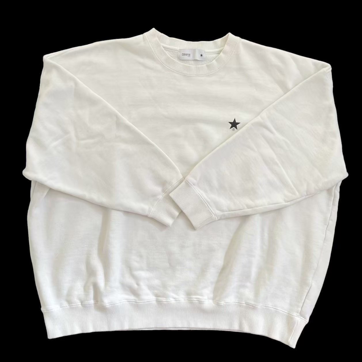 Sweat - ［中古］CONVERSE コンバース トップス トレーナー ブランド ファッション アパレル 白 ホワイト スウェット スター 星 綿 サイズ3 Lサイズ メンズ