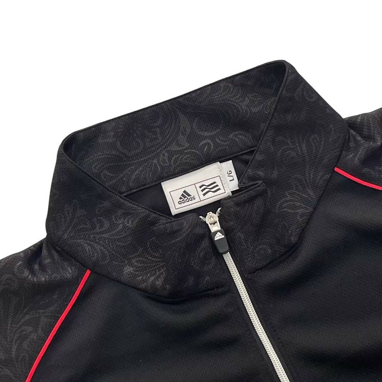 ［中古］adidas アディダス 襟付き半袖シャツ 黒 ブラック トレーニングウェア 半...
