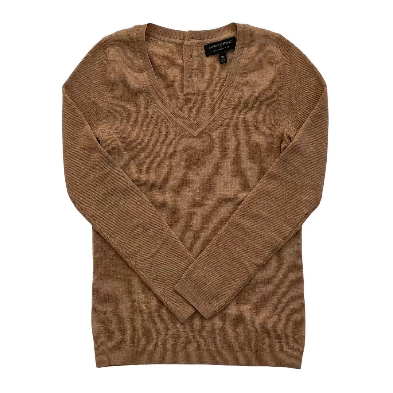 Rakuten - ［中古］BANANA REPUBLIC バナナリパブリック 長袖ニット 茶系 長袖 ニット 薄手 Vネック ウール レディース XSサイズ
