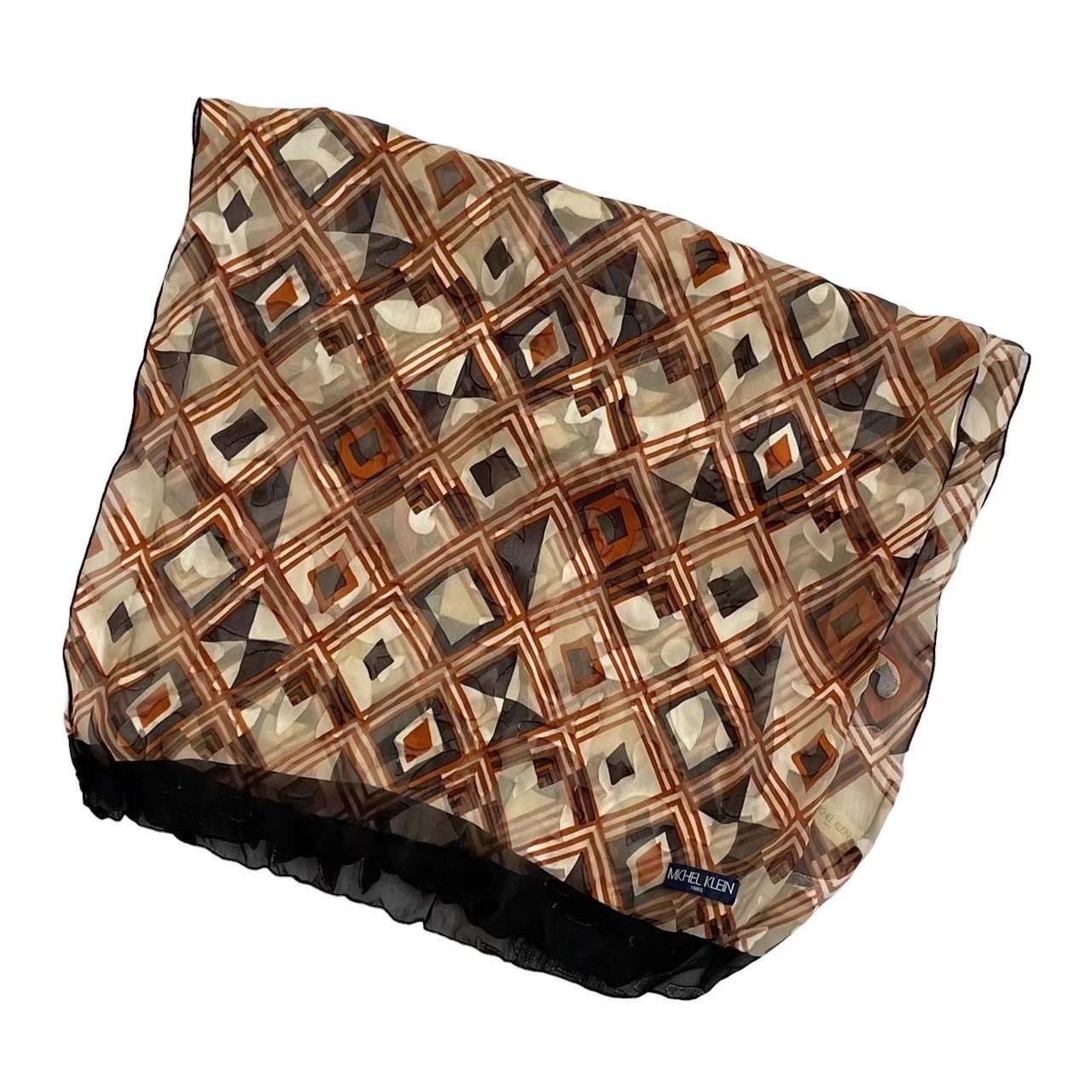 ［中古］MICHEL KLEIN ミッシェルクライン スカーフ ベージュ系 茶 ブラウン ストール レディース