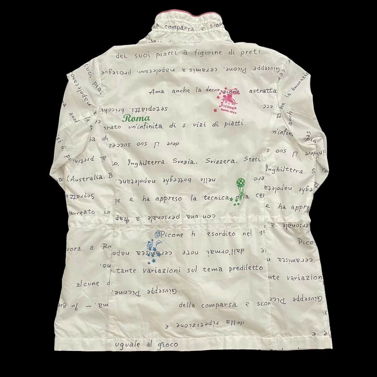 「中古」PICONE ピッコーネ ジャケット アウター 白 ホワイト 宇宙 気球 ブルゾン 上着 趣味 ゴルフ スポーツ サイズ3 Lサイズ レディース