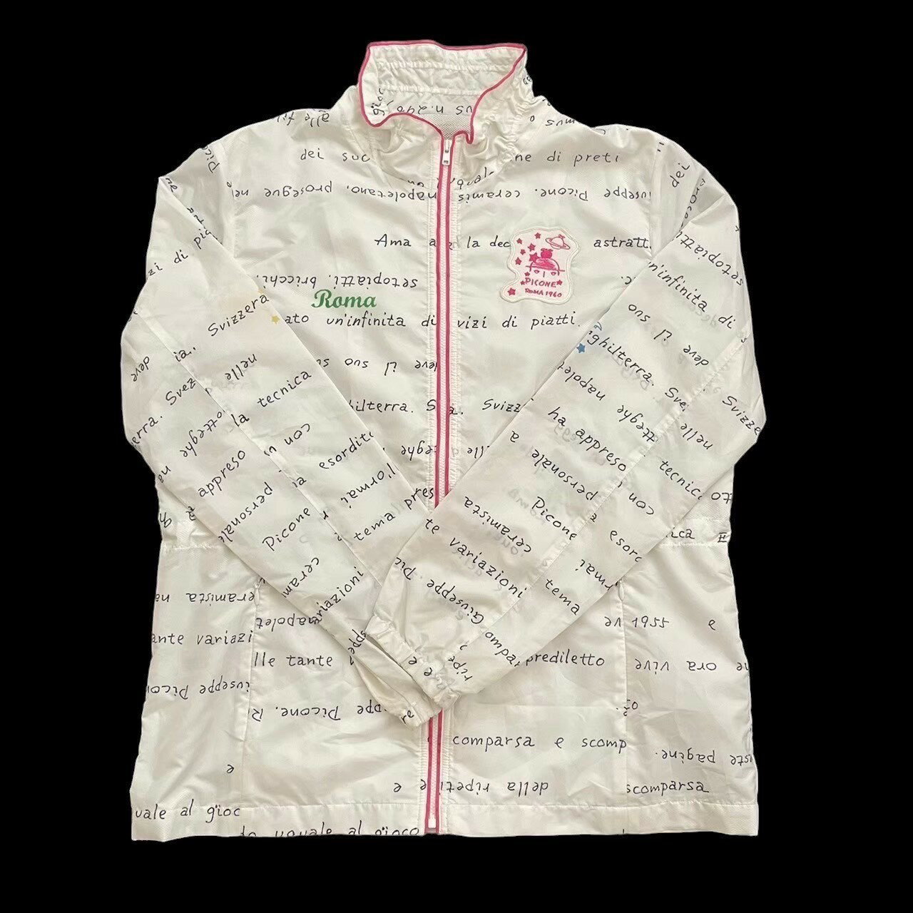 「中古」PICONE ピッコーネ ジャケット アウター 白 ホワイト 宇宙 気球 ブルゾン 上着 趣味 ゴルフ スポーツ サイズ3 Lサイズ レディース