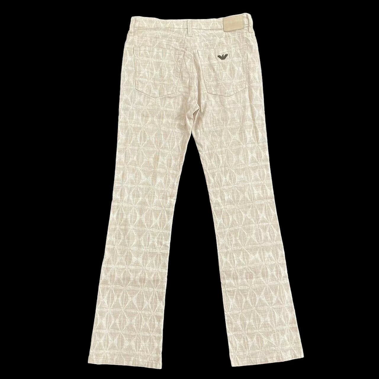 「中古」ARMANI JEAMS アルマーニ ボトムス ブランド ジーンズ パンツ クリーム 白 ホワイト 長ズボン イタリア製 サイズ27 Lサイズ レディース