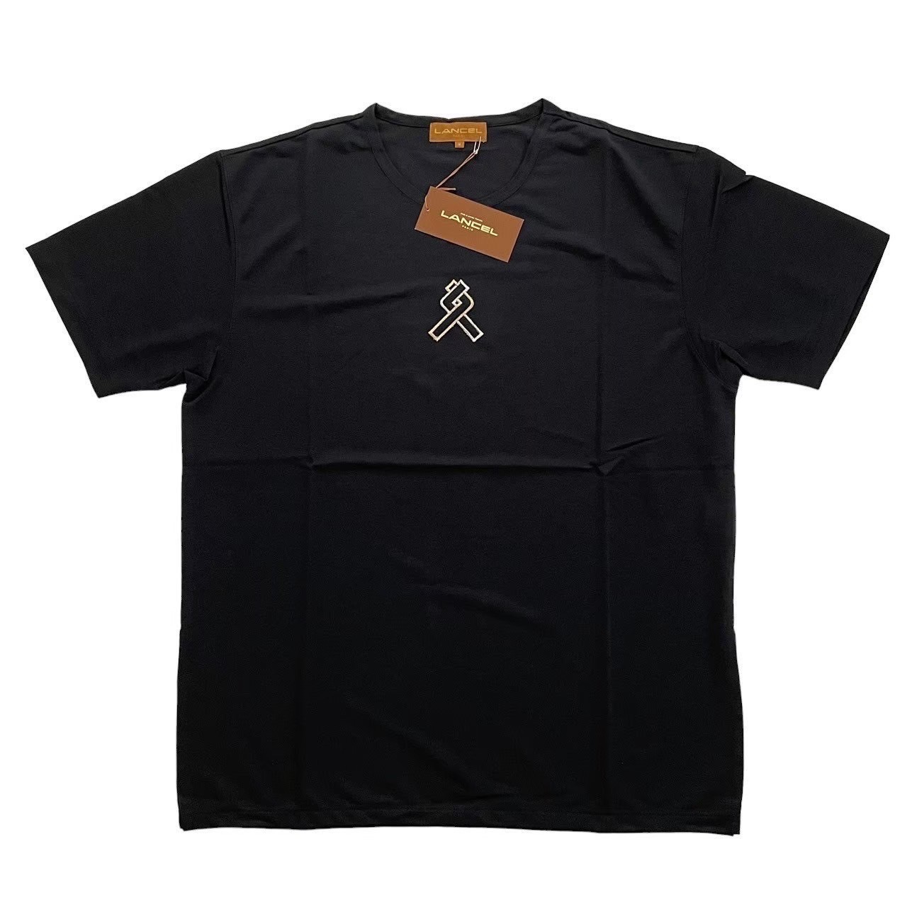Rakuten - 「中古」LANCEL ランセル トップス ブランド ファッション 半袖Tシャツ 黒 ブラック 半袖 Tシャツ ロゴ入り タグ付き シャツ Mサイズ メンズ