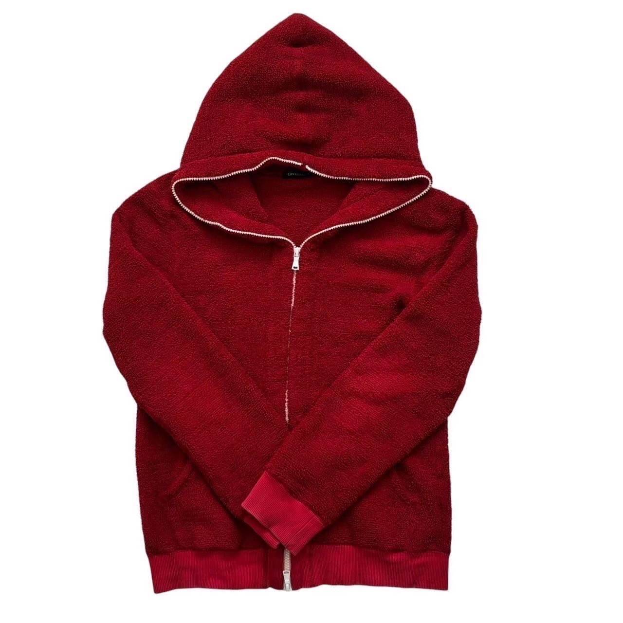 「中古」LOVELESS ラブレス ジップパーカー ブランド ファッション アウター 赤 レッド ボアパーカー スカル 骸骨 髑髏 サイズ2 Mサイズ ポリエステル メンズ