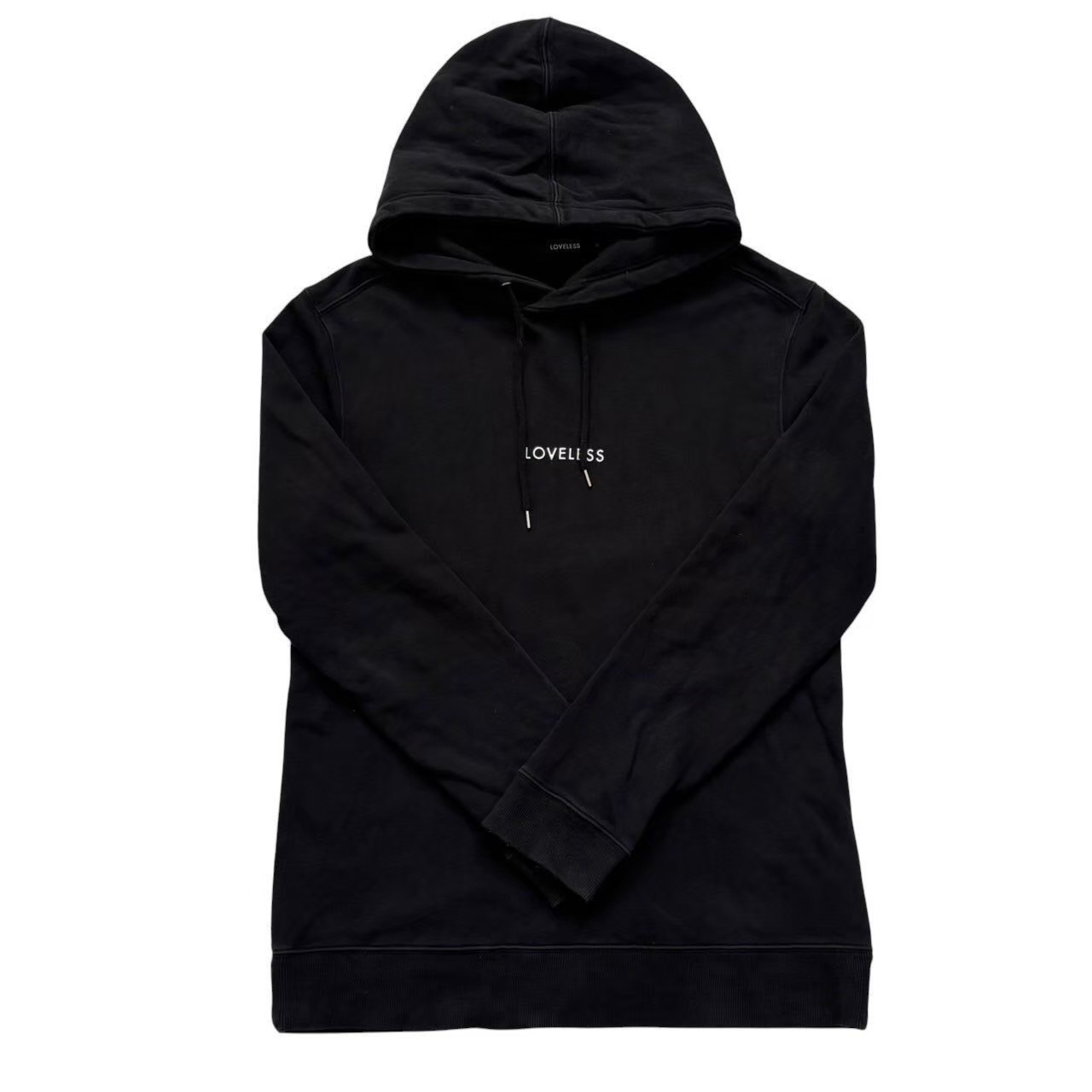 「中古」LOVELESS ラブレス フーディー パーカー フード ブランド ファッション トップス 黒 ブラック 綿 シンプル ロゴ Mサイズ メンズ