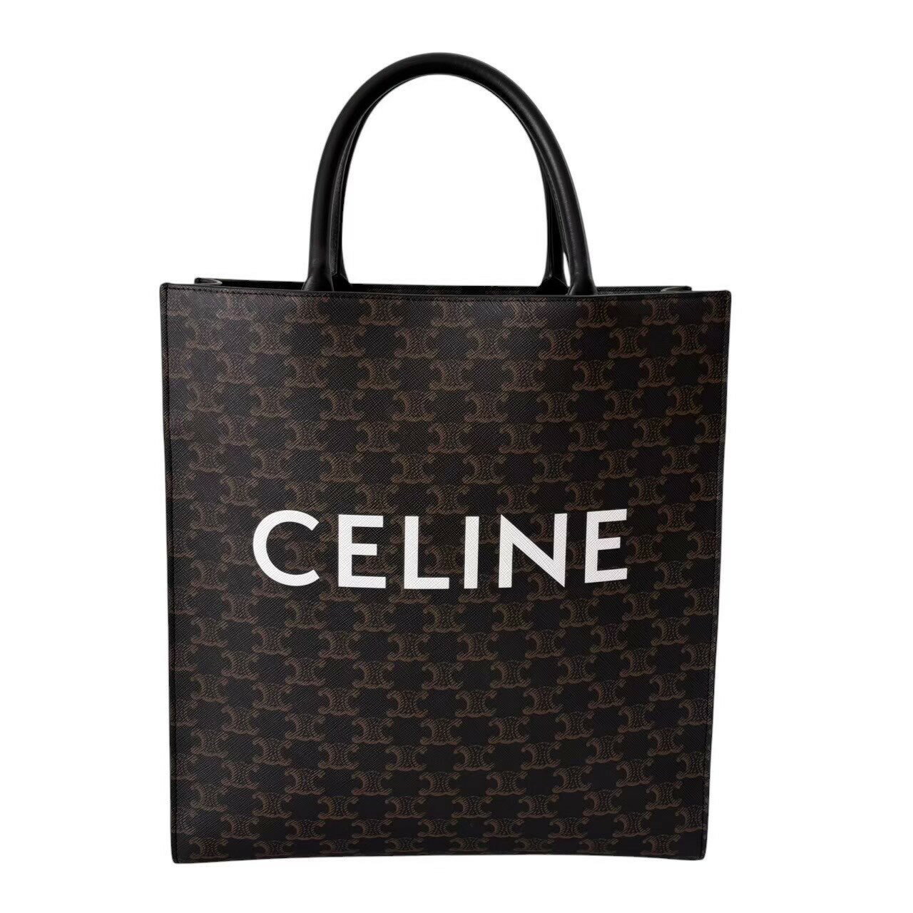 「中古」CELINE セリーヌ 鞄 ハイブランド カバトートバッグ 茶系 ブラウン トートバッグ ハンドバッグ ショルダー ロゴ トリオンフ 凱旋 アイコン レディース