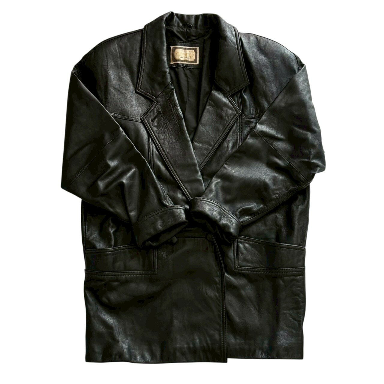 Rakuten - ［中古］elcolint new NAP エルコリン 本革レザージャケット 黒 ブラック 無地 シンプル ヴィンテージ 本革 レザージャケット レディース フリーサイズ