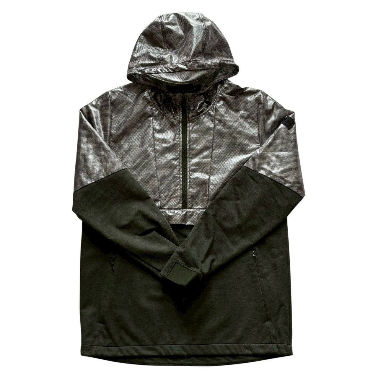 乐天商城 - ［中古］UNDER ARMOUR アンダーアーマー ウインドハーフジップ 銀 深緑系 シルバー ウインドブレーカー ハーフジップ XLサイズ メンズ
