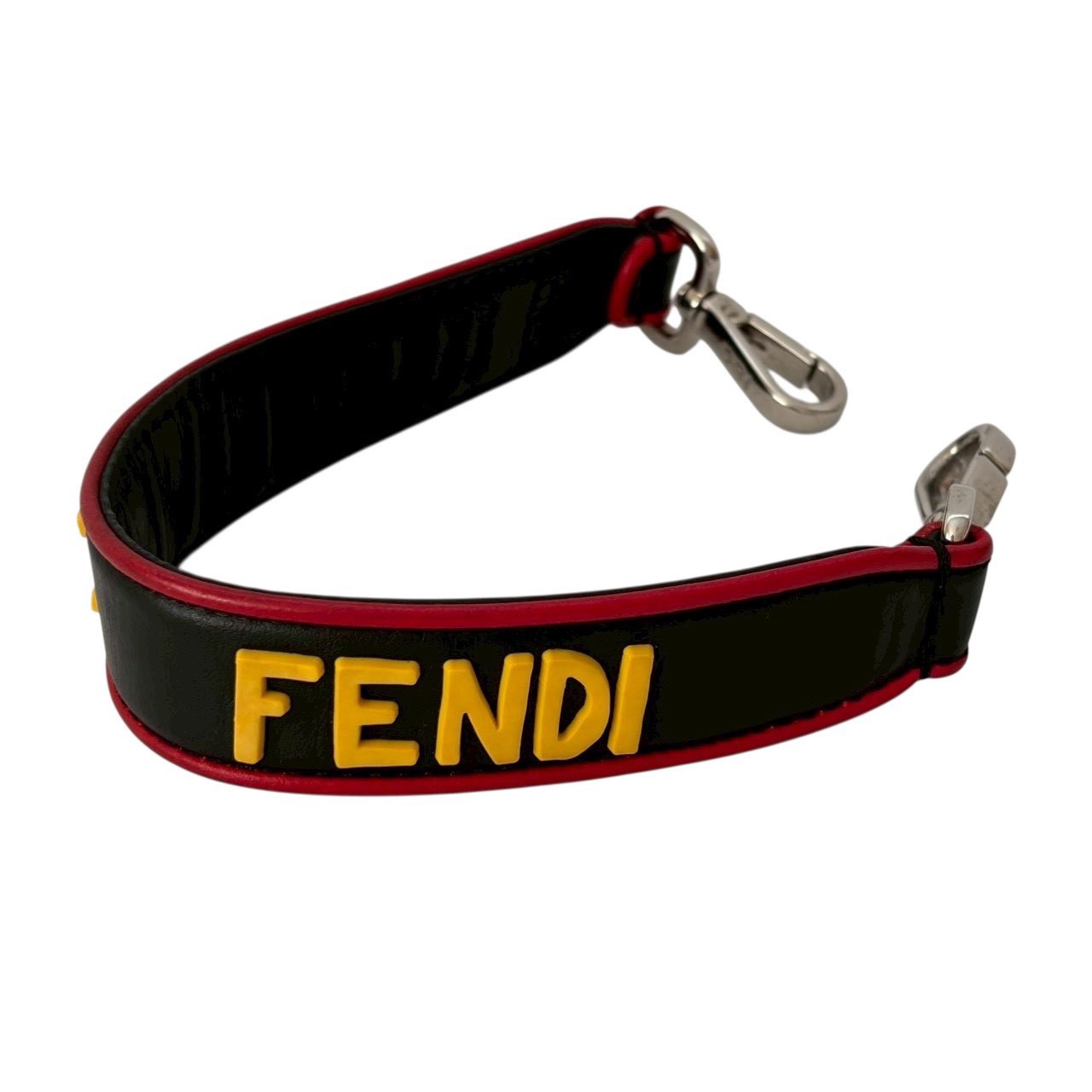 ［中古］FENDI フェンディ ミニ ストラップユー ショルダーストラップ FANTASTIC ロゴ レザー レッド イエロー ブラック レディースファッション ファッション小物 ファッション小物