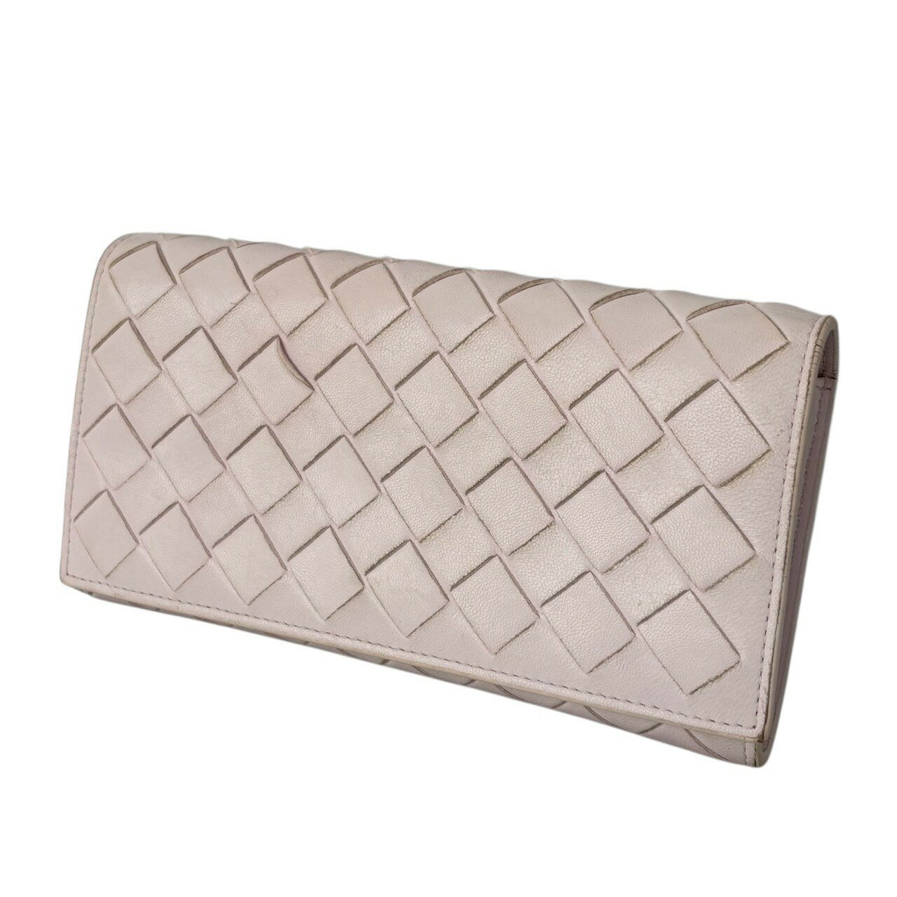［中古］BOTTEGA VENETA ボッテガヴェネタ イントレチャート 財布 長財布 二つ折り財布 折財布 ロングウォレット レザー ピンク ブランド 小物 レディース