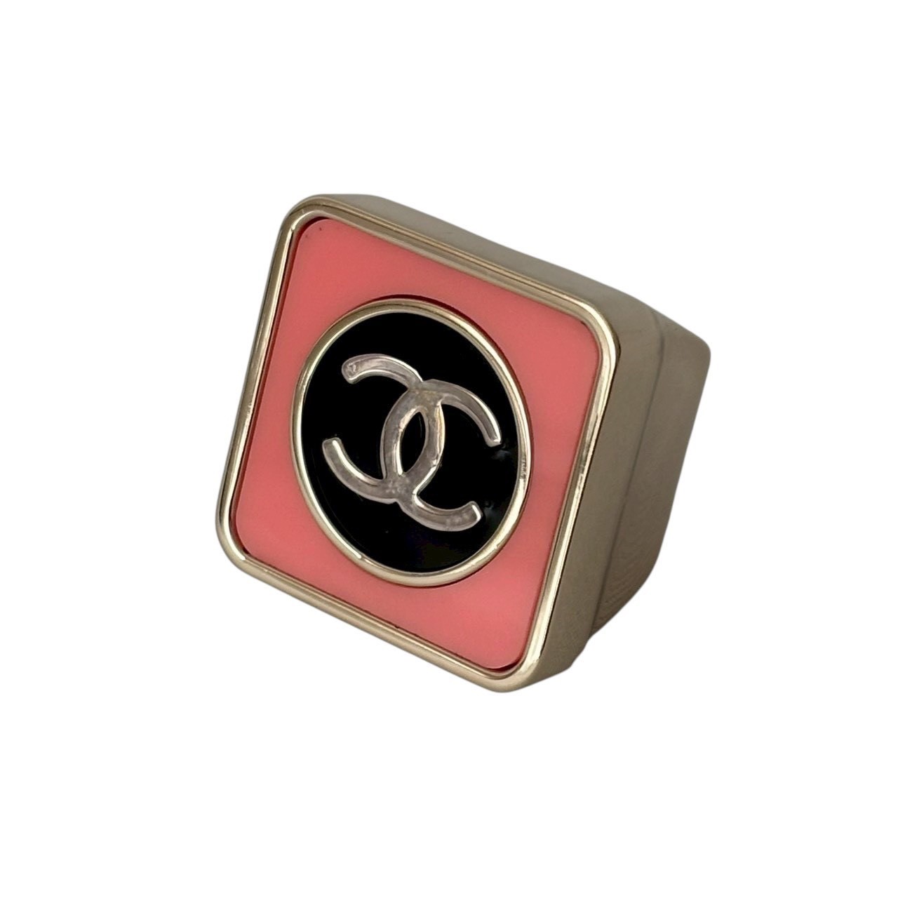 其它 - ［中古］CHANEL シャネル リング 指輪 スクエアリング アクセサリー ジュエリー 小物 ココマーク GP ピンク ブラック ゴールド B23C (10号) ファッション アクセサリー レディースアクセサリー 指輪