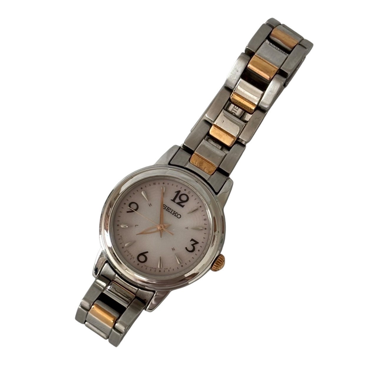 ［中古］【稼働品】SEIKO セイコー 1B21-0AD0 腕時計 時計 アクセサリー 小物 アナログ 電波ソーラー ステンレス シルバー ゴールド ファッション 腕時計 アクセサリー 懐中時計 レディース腕時計