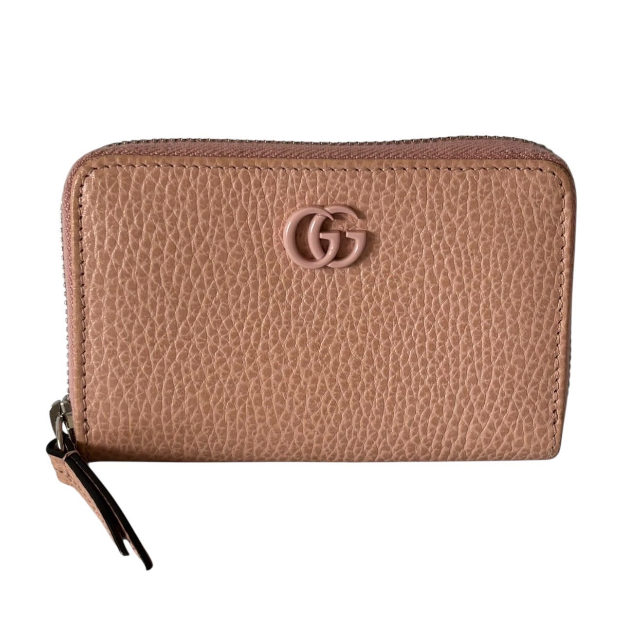 GUCCI - ［中古］GUCCI グッチ 644412 コインケース 小銭入れ ラウンドファスナー コンパクトウォレット ダブルG ロゴ レザー ピンク レディースファッション 財布 小銭入れ コインケース