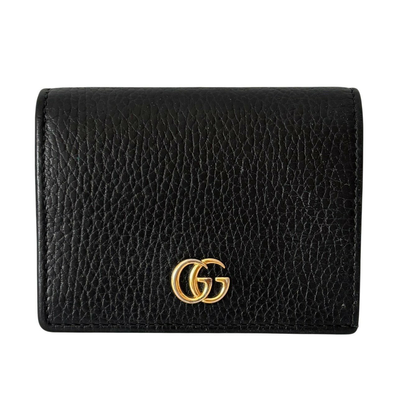 Rakuten - ［中古］GUCCI グッチ 456126 ダブルG 財布 二つ折り財布 コンパクトウォレット 折財布 ミニ財布 レザー ブラック 黒 レディースファッション 財布 二つ折り財布