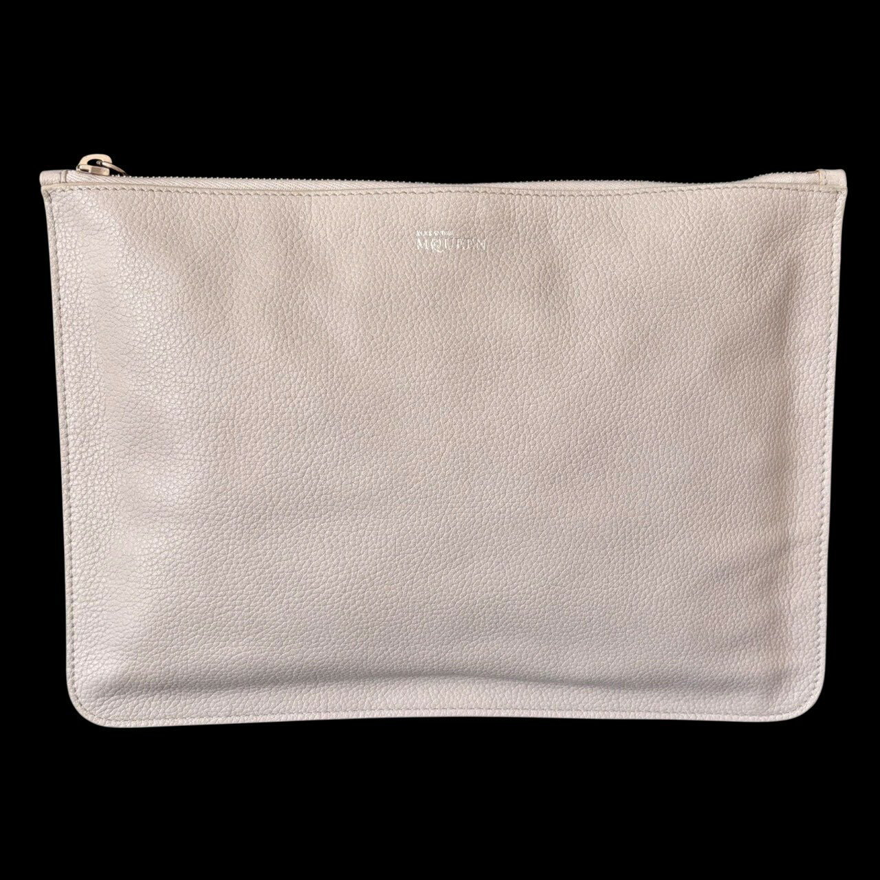 ［中古］Alexander McQueen アレキサンダー・マックイーン クラッチバッグ セカンドバッグ クラッチポシェット ロゴ レザー グレー系 レディースファッション バッグ クラッチバッグ